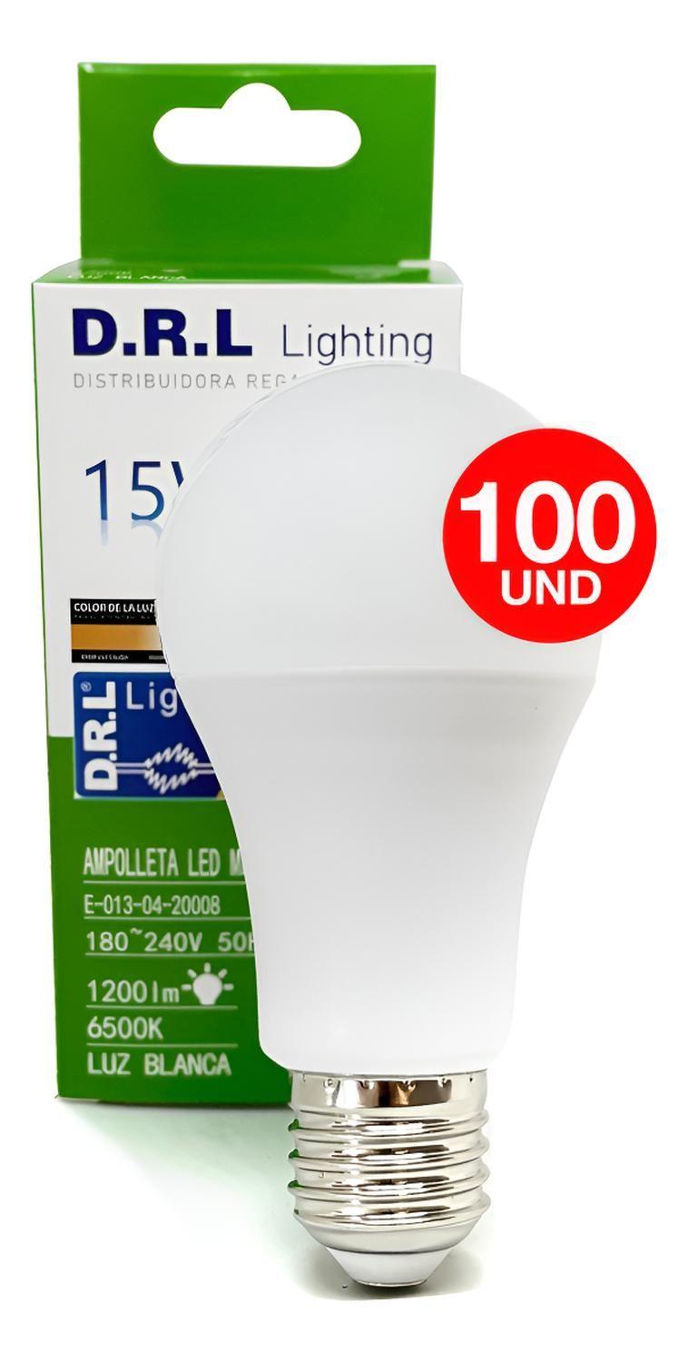 Pack 100 Ampolleta Drl Led A60 15w 1200lm 6500 Blanco Frío Blanco Frío-1