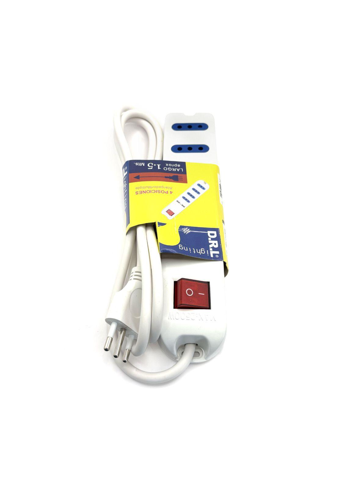 Alargador Zapatilla 1,5mts 10a 4p + 2 Usb + Interruptor Sec Blanco-3