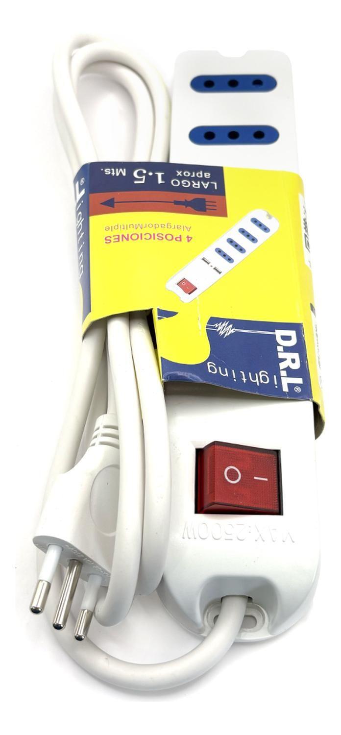Alargador Zapatilla 1,5mts 10a 4p + 2 Usb + Interruptor Sec Blanco-3
