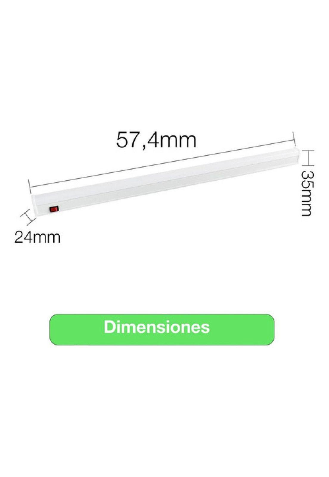 Pack 2 Canoa Regleta Led 9w T5 60cm Interruptor On/off 6500k Blanco Frío.-5