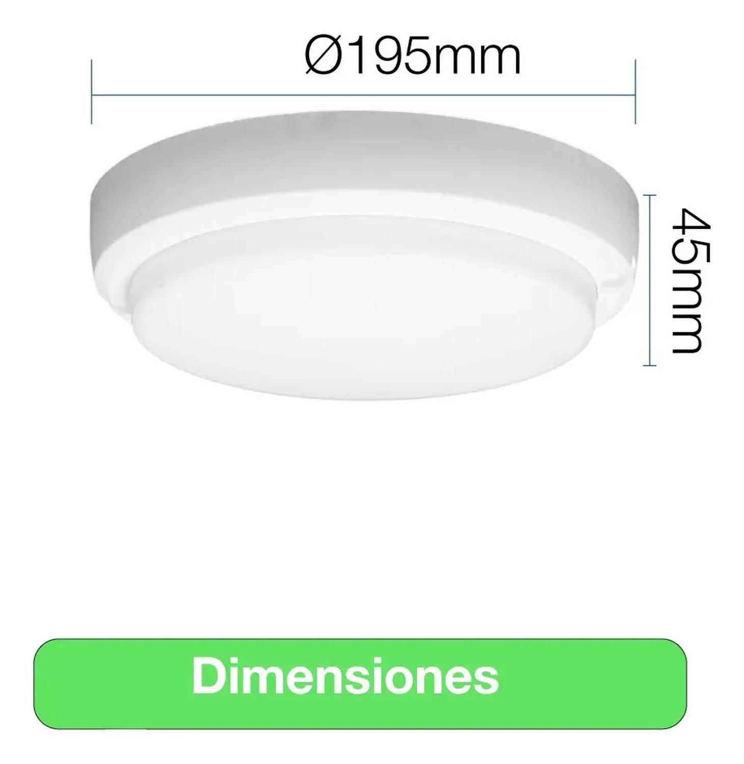 Plafón Foco Tortuga Redondo Blanco 12w Luz Fría 840lm Ip54-4