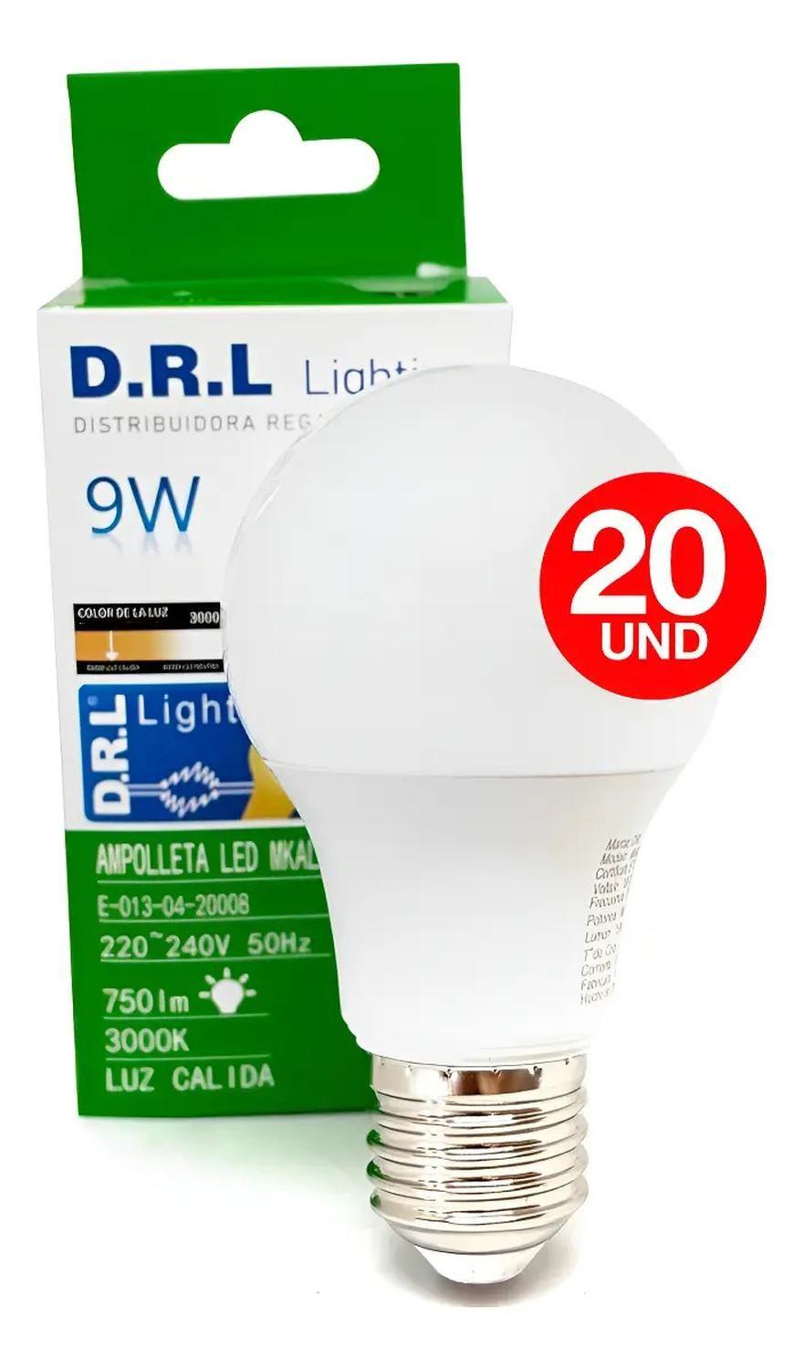 Pack 20 Ampolleta Led Drl 9w 750lm Cálida O Blanca Fría Sec-1