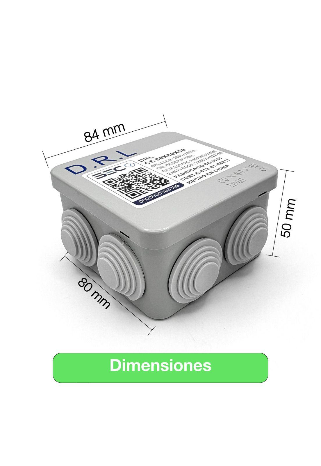 Pack 10 Caja Estanca Derivación Drl Ip40 80x80x50mm Cono Sec Gris-3