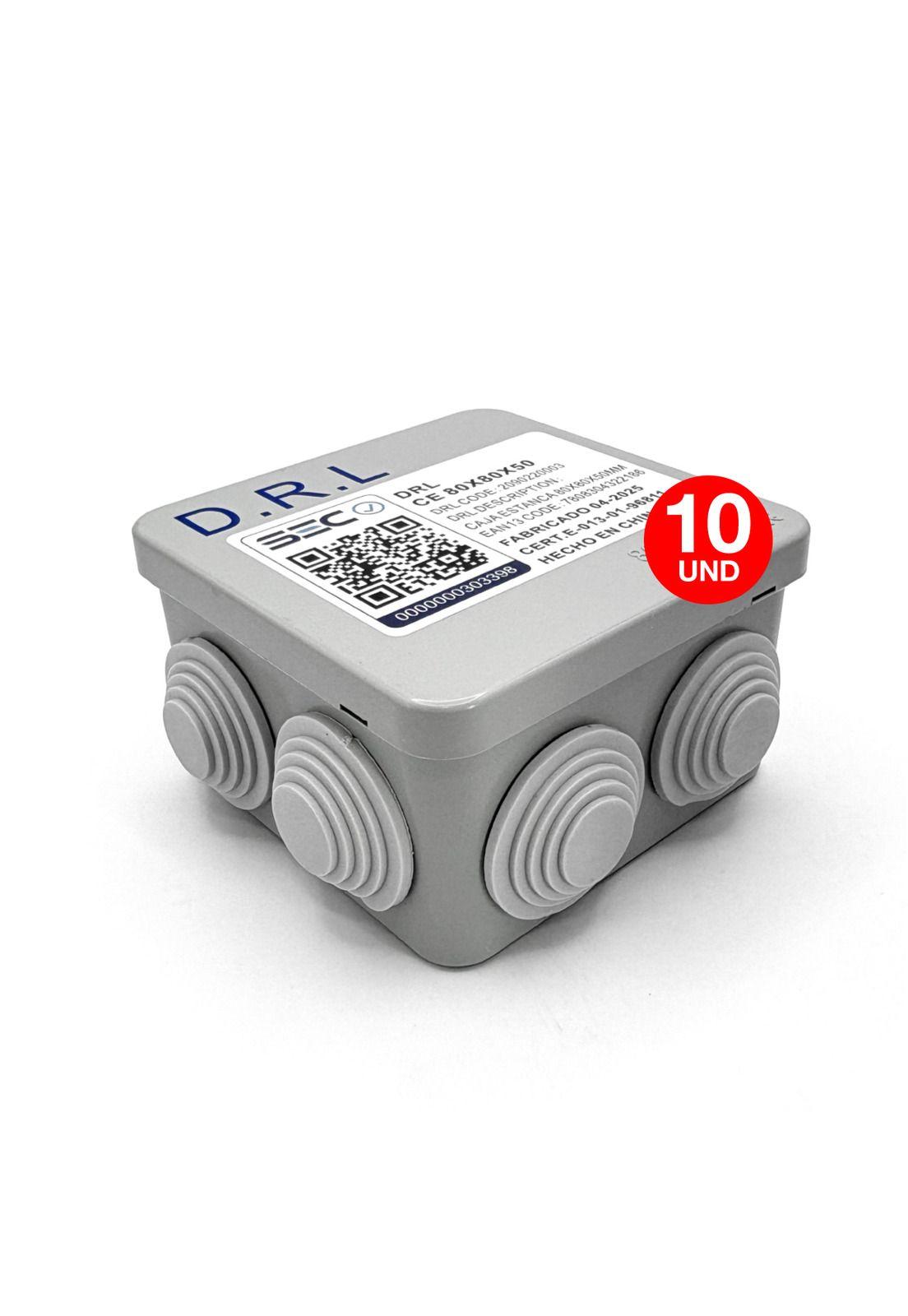 Pack 10 Caja Estanca Derivación Drl Ip40 80x80x50mm Cono Sec Gris-5
