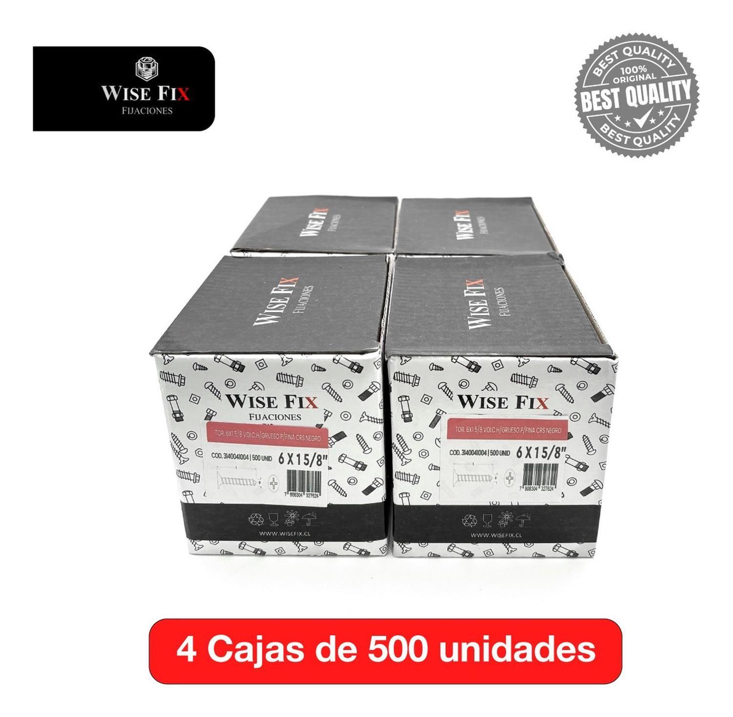 4 Caja Tornillo Volcanita Wisefix P/fina Negro 6x1 5/8 2000u-2