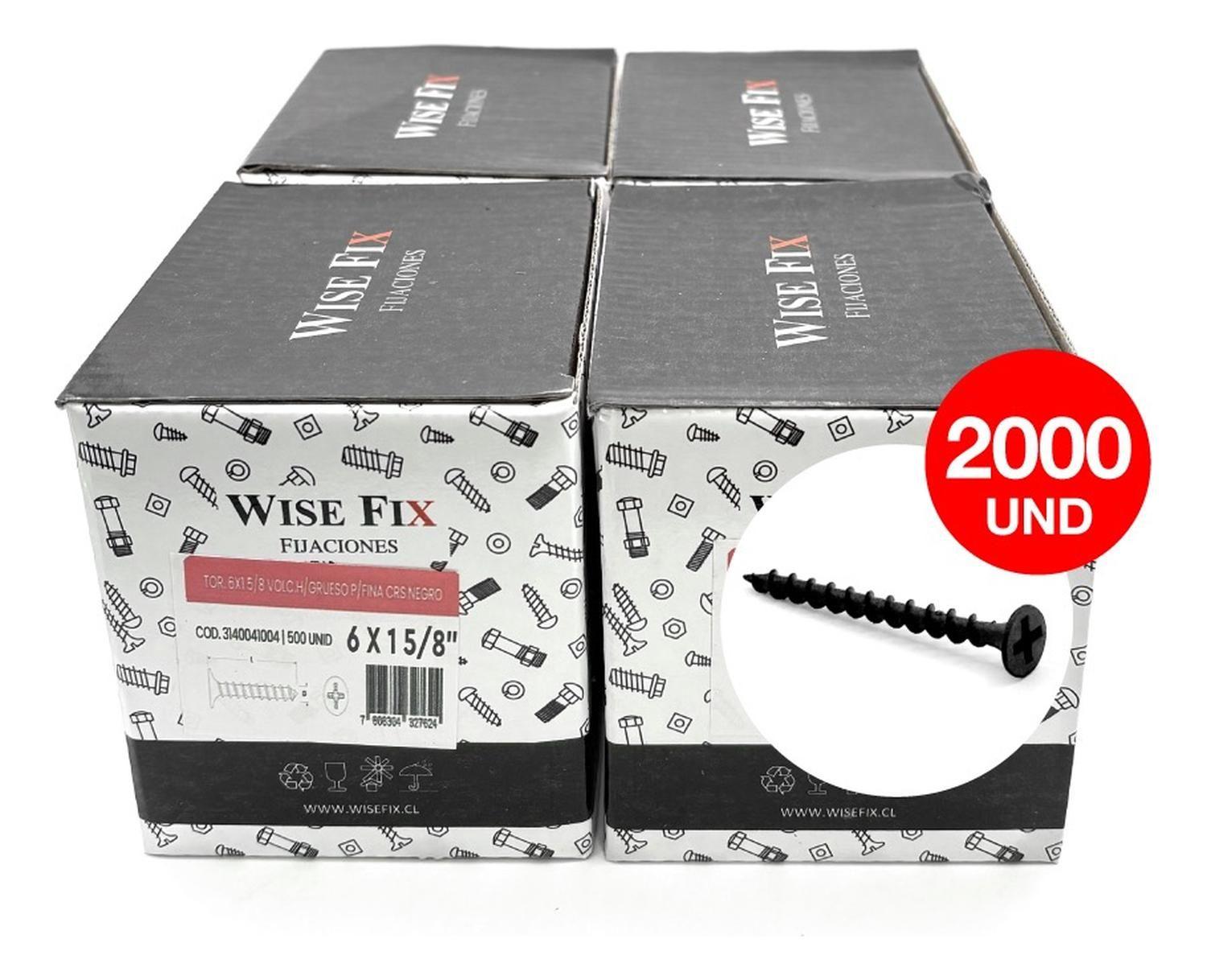 4 Caja Tornillo Volcanita Wisefix P/fina Negro 6x1 5/8 2000u-4