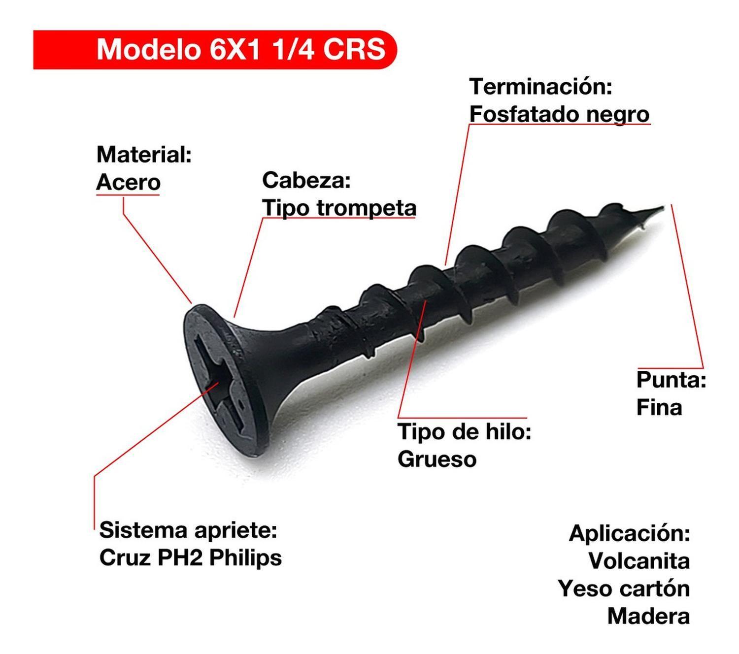 4 Caja Tornillo Volcanita Wisefix P/fina Negro 6x1 1/4 4000u-1
