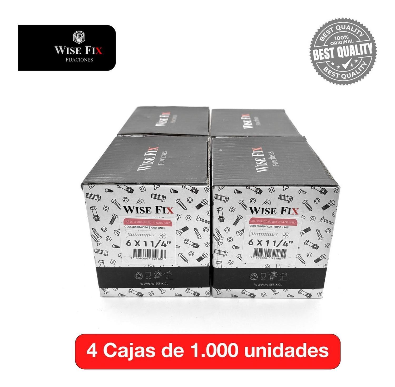 4 Caja Tornillo Volcanita Wisefix P/fina Negro 6x1 1/4 4000u-2