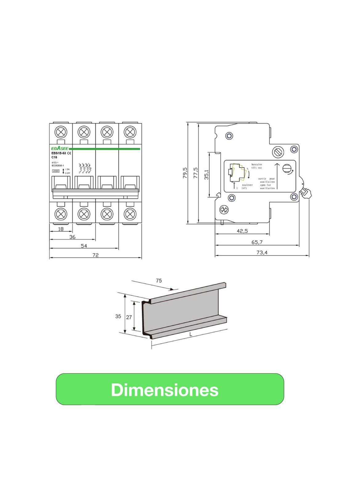 Pack 4 Interruptor Automático Ebasee 1x 16a Curva C 6ka Sec.-5