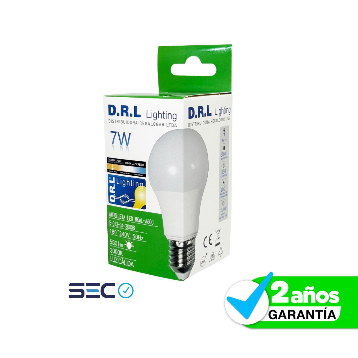 Ampolleta Led Drl 7w 550lm 220v 3000k cálida Pack 10-2