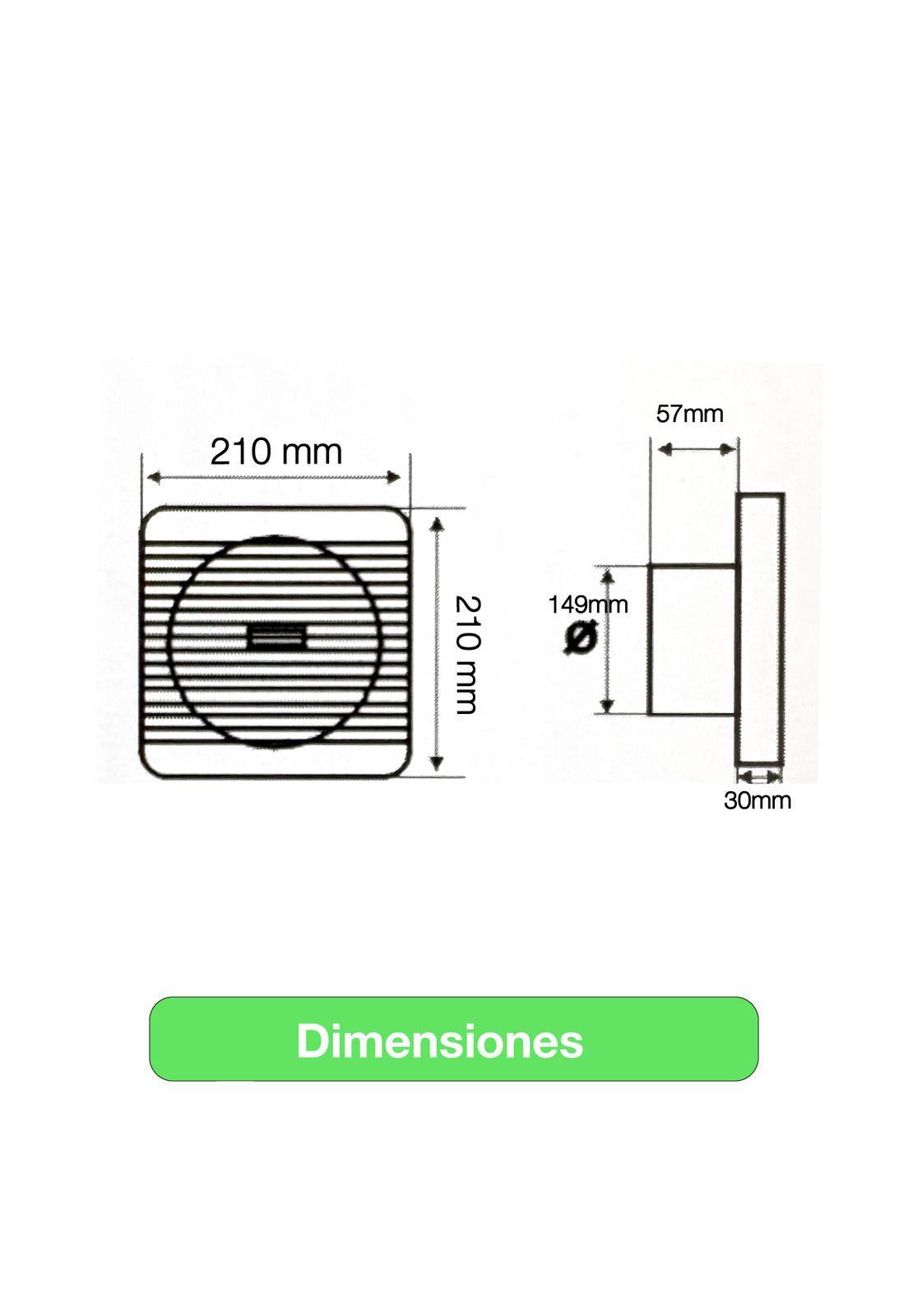 Extractor De Aire 6 Pulgadas Drl Cuadrado Baño Cocina Sec Blanco-6
