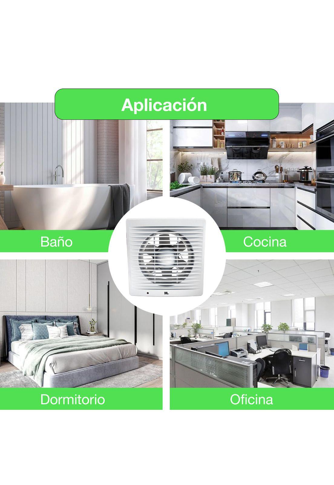 Extractor De Aire 6 Pulgadas Drl Cuadrado Baño Cocina Sec Blanco-8