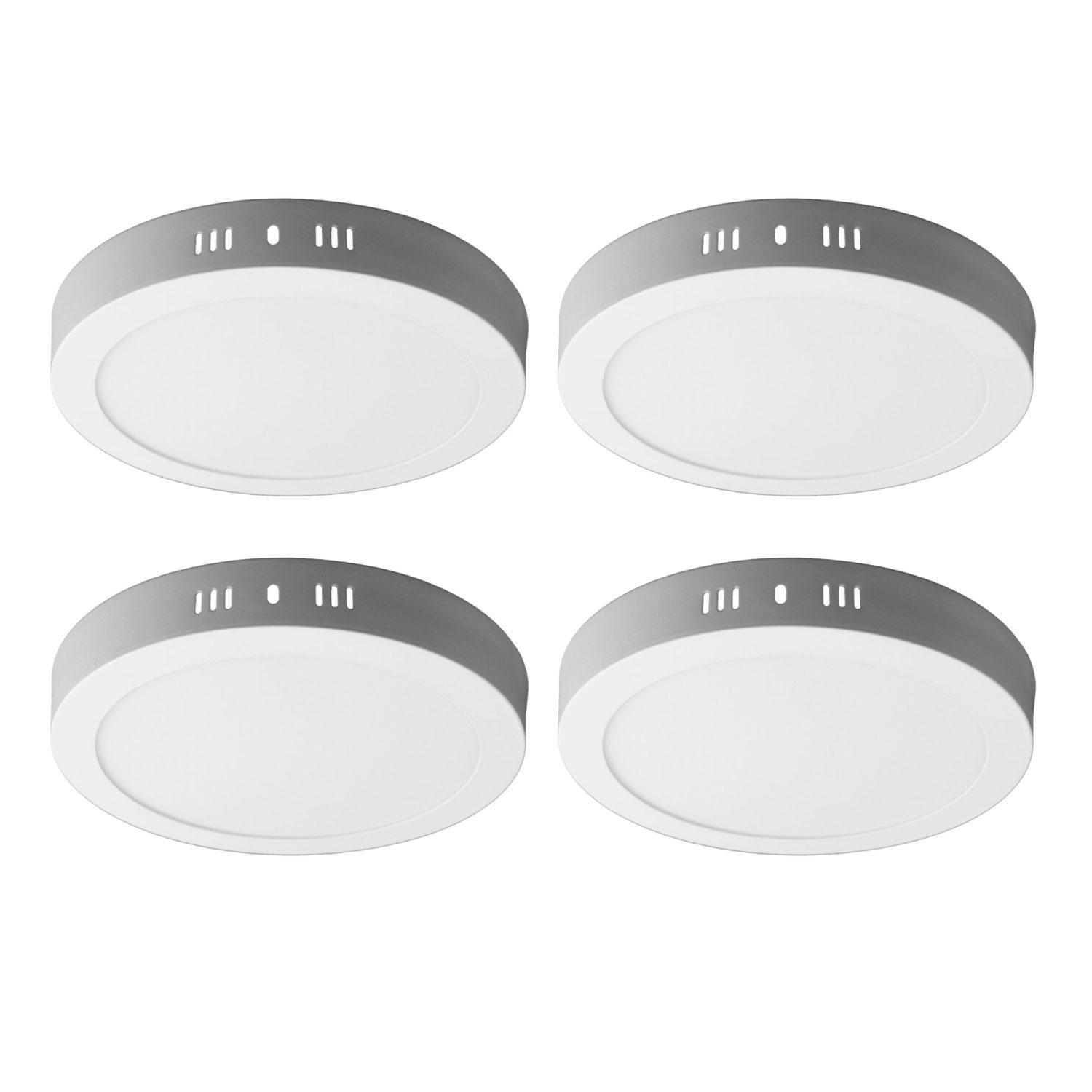Pack 4 Panel Led Foco Plafón Sobrepuesto Redondo 18w Fría Blanco-0