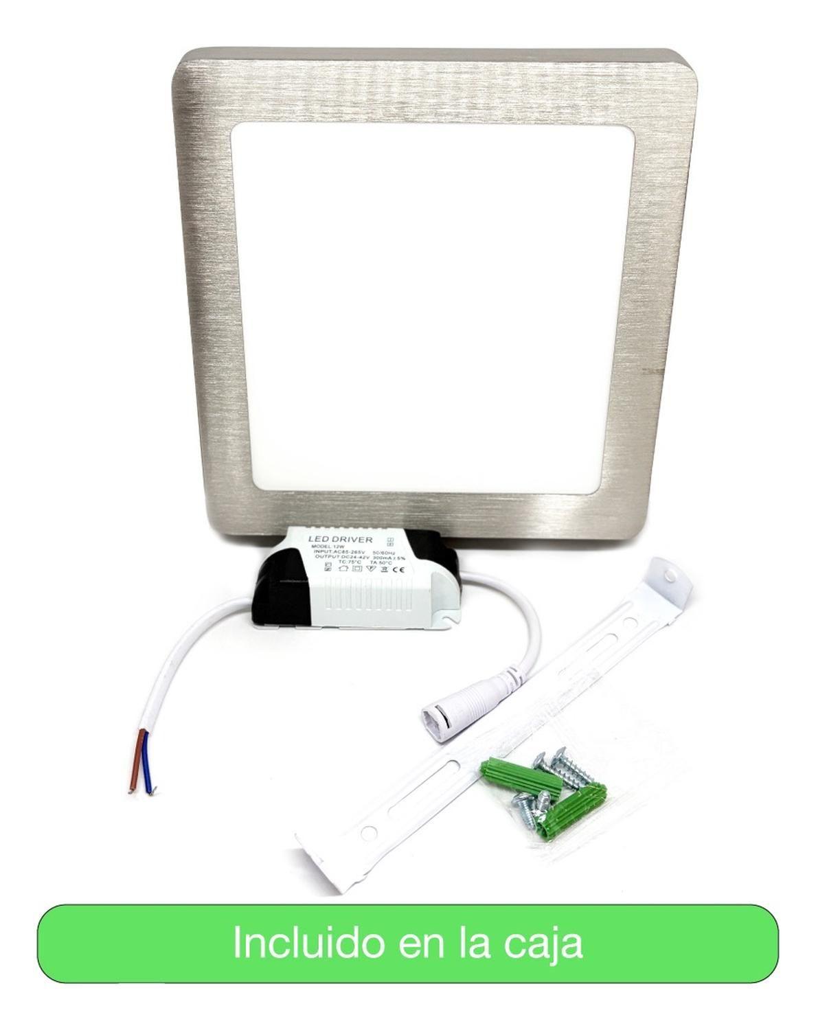 Pack 2 Panel Led Sobrepuesto Cuadrado Satinado 12w Neutra Satinado-2