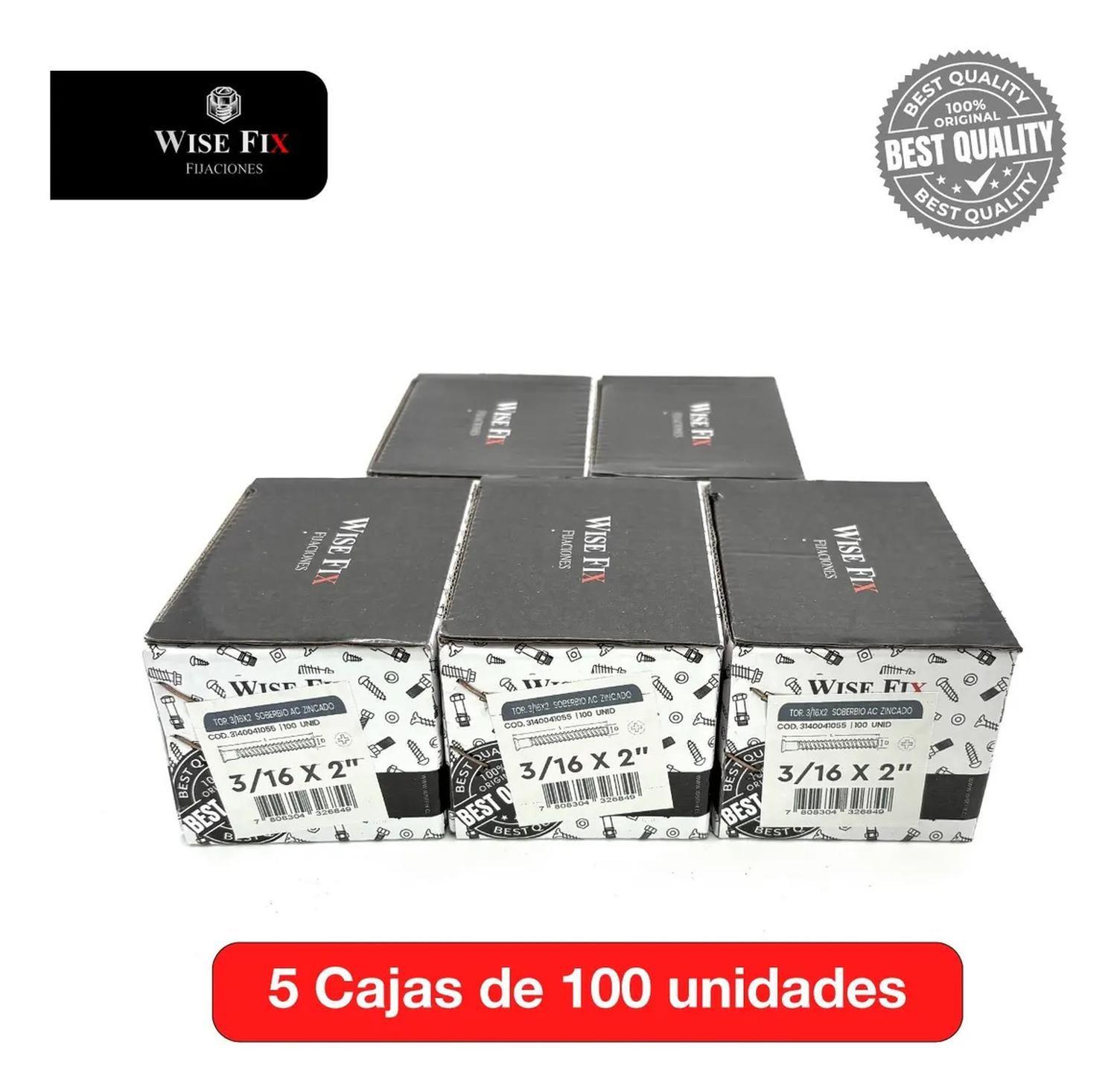 5 Cajas De Tornillo Soberbio Wisefix Zincado 3/16x2 500u-3