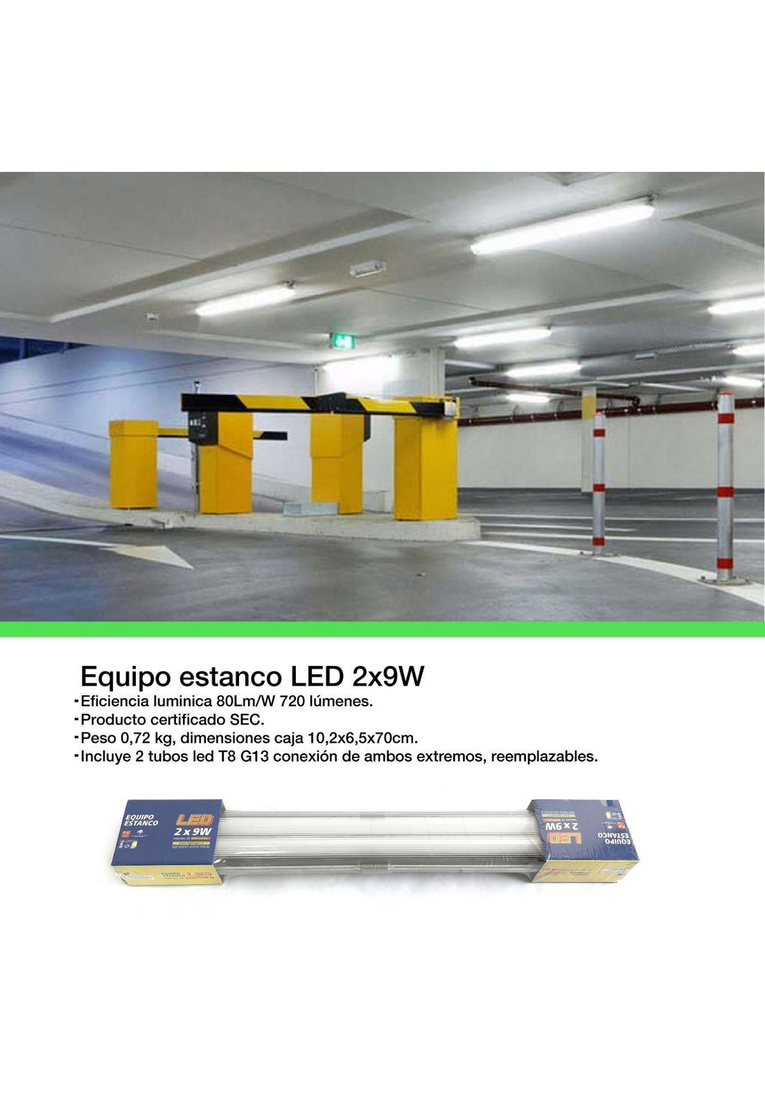 Equipo Estanco Led 2x9w Ip65 60cm + 2 Tubos Led Luz Fría Sec-2