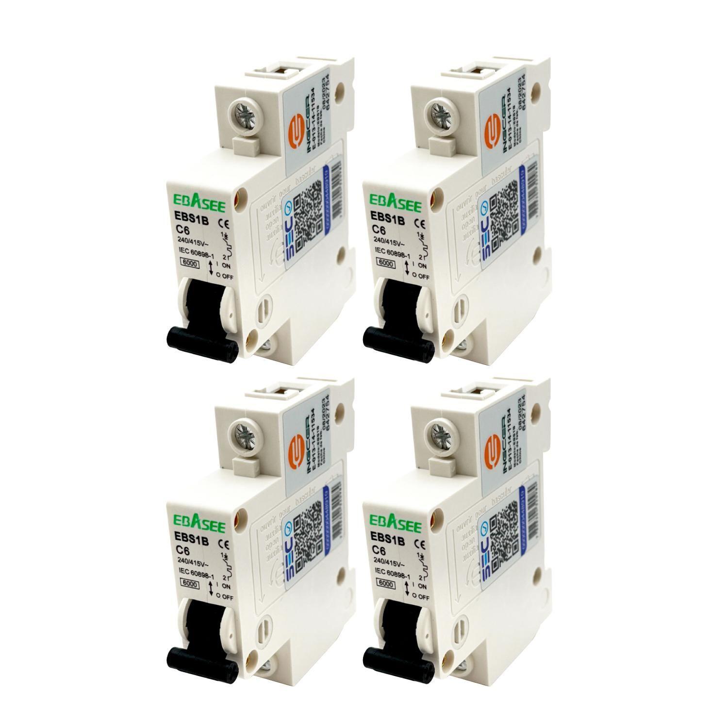 Pack 4 Interruptor Automático Ebasee 1x 6a Curva C 6ka Sec-0