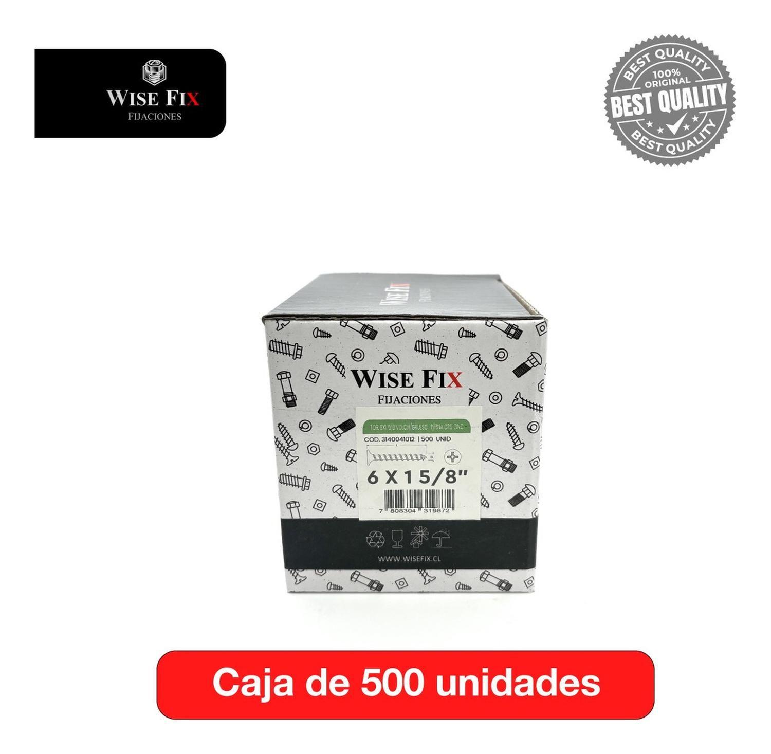 Tornillo Volcanita Wisefix H/grueso P/fina Zinc 6x1 5/8 500u-2