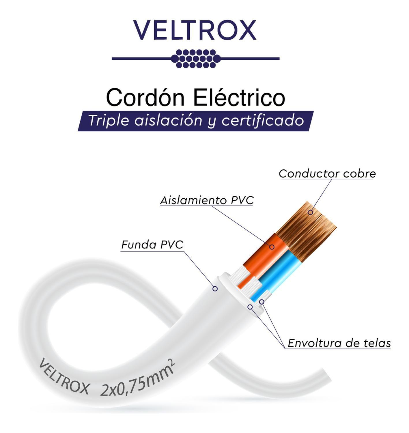 Cordón Eléctrico Veltrox Flexible 2x0,75mm2 50m Blanco Sec Blanco-4