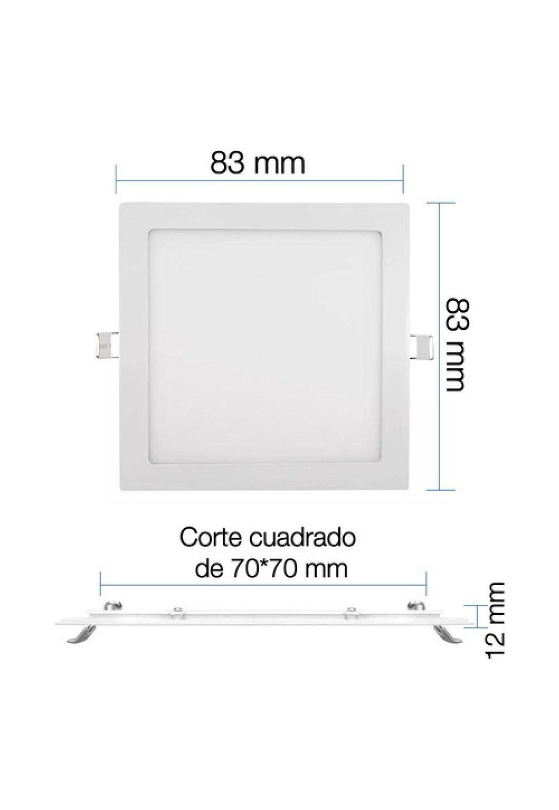 Pack 6 Panel Foco Plafón Empotrado Cuadrado 3w Led Fría Blanco-2
