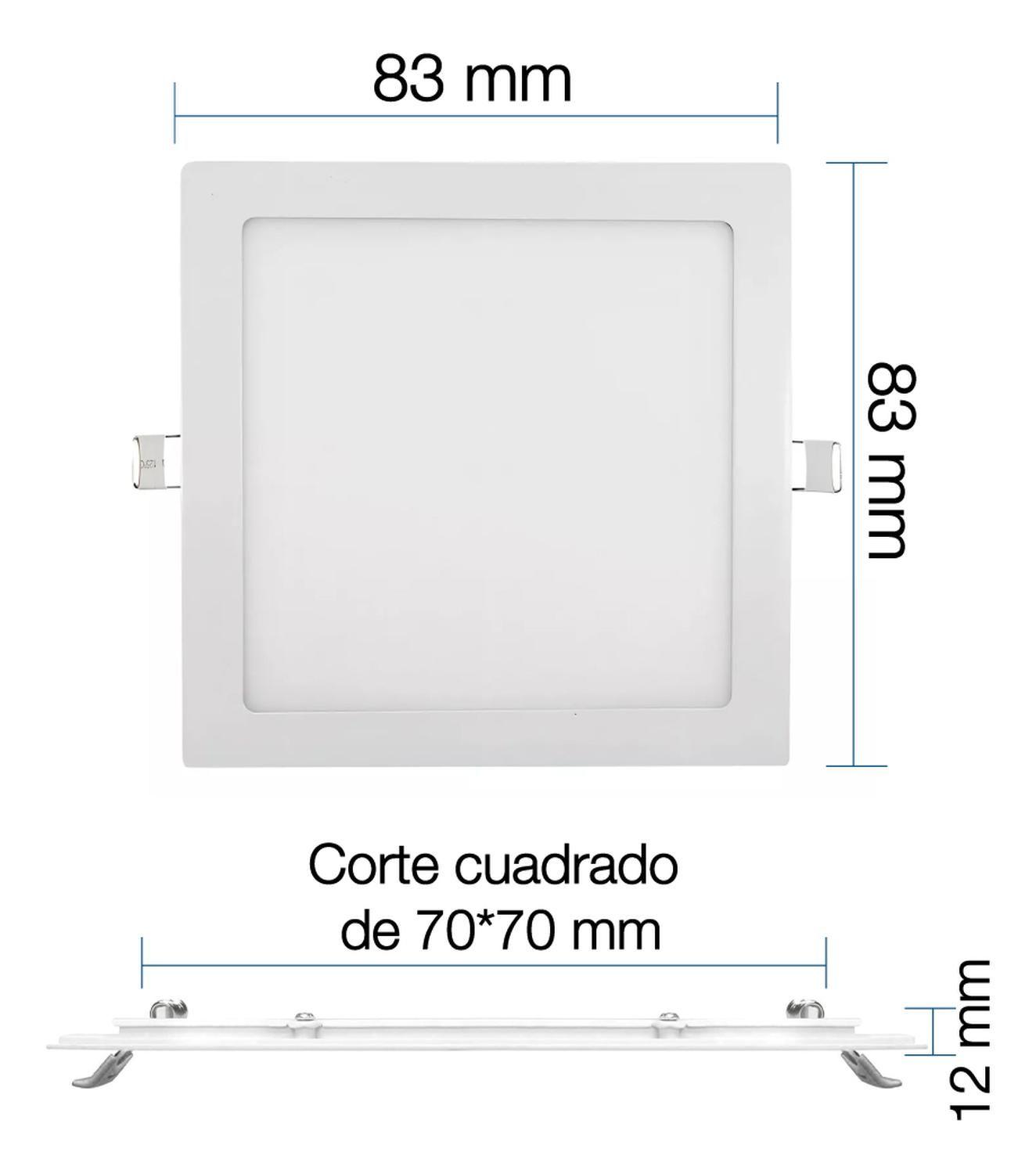 Pack 6 Panel Foco Plafón Empotrado Cuadrado 3w Led Fría Blanco-2