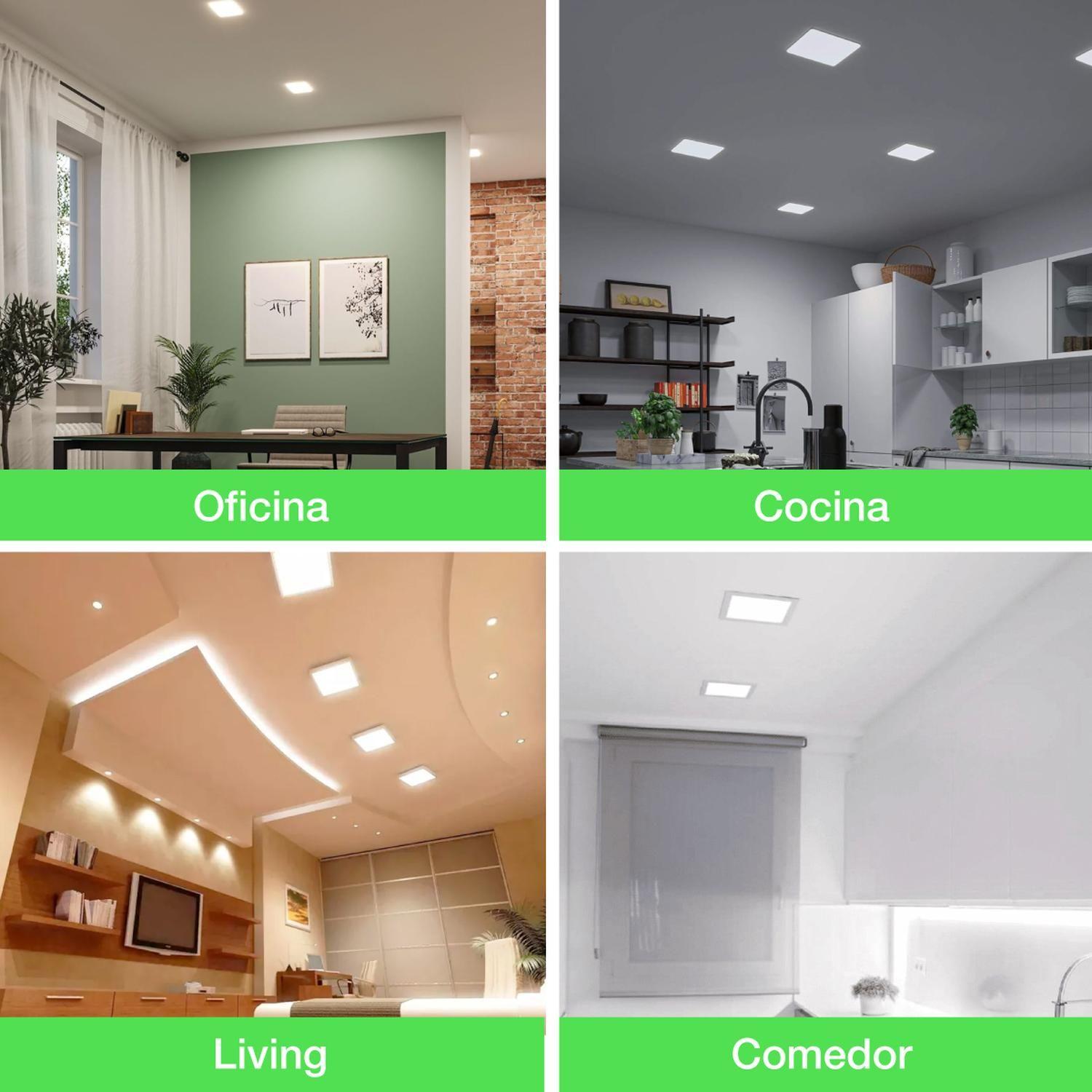 Pack 6 Panel Foco Plafón Empotrado Cuadrado 3w Led Fría Blanco-3