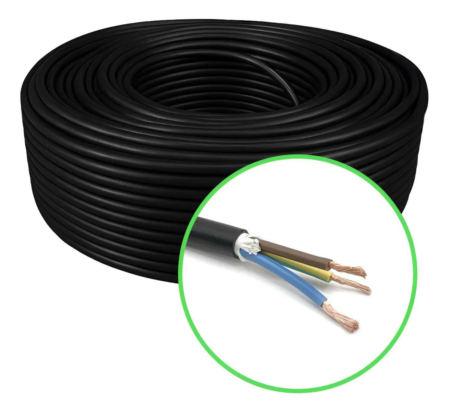 Cordón Eléctrico Veltrox Flexible 3x1,0mm2 100m Negro Sec Negro-0