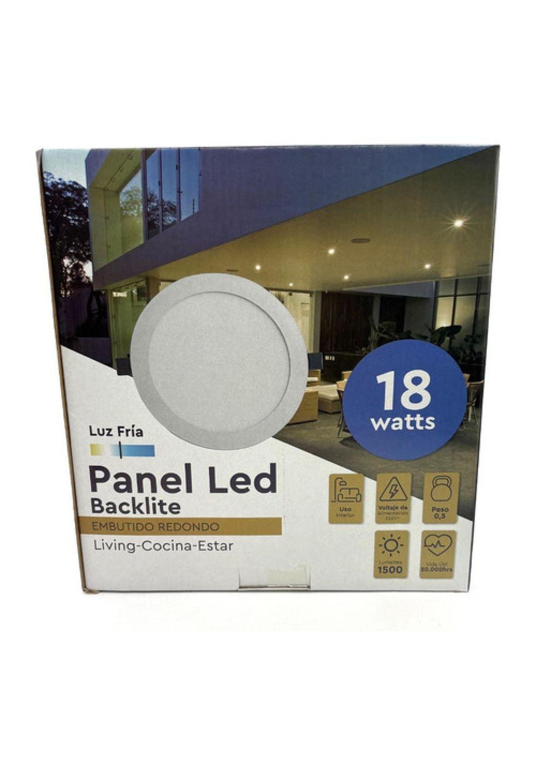 Pack 10 Panel Led Foco Plafón Backlight Emb Redond 18w 6500k Blanco-2