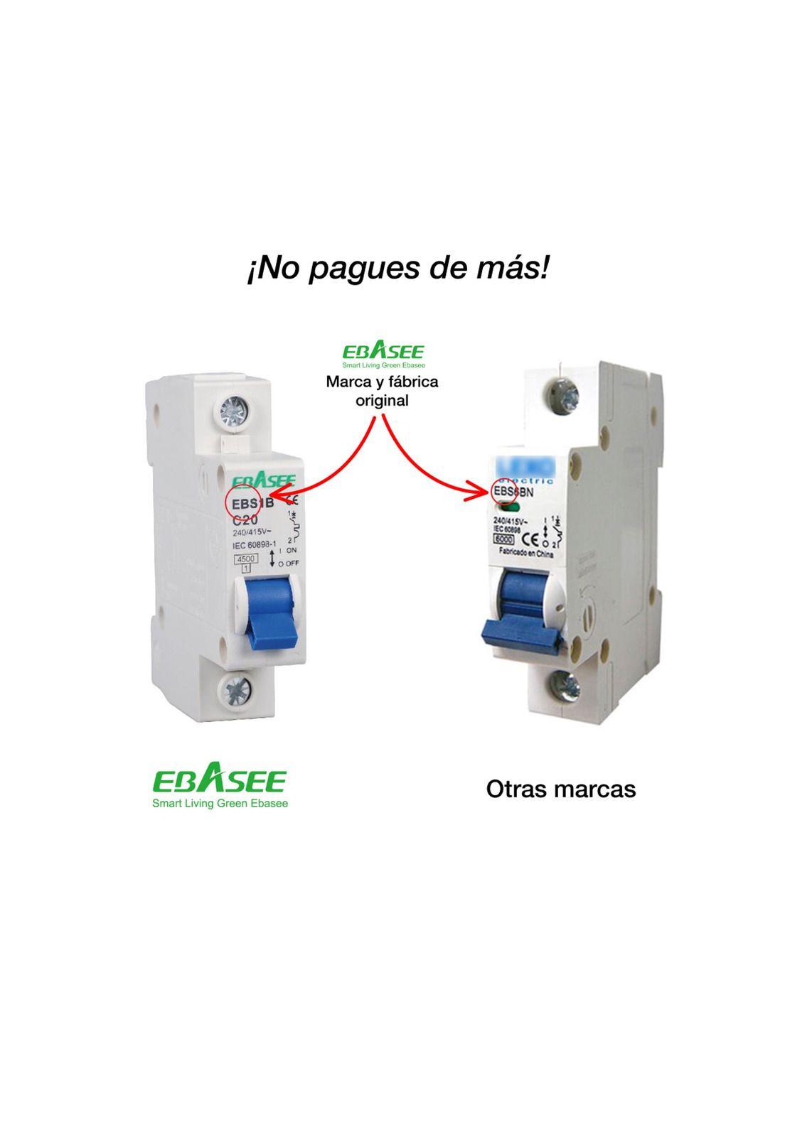 Interruptor Automático Ebasee 1x 6a Curva C 6ka Certificado.-6