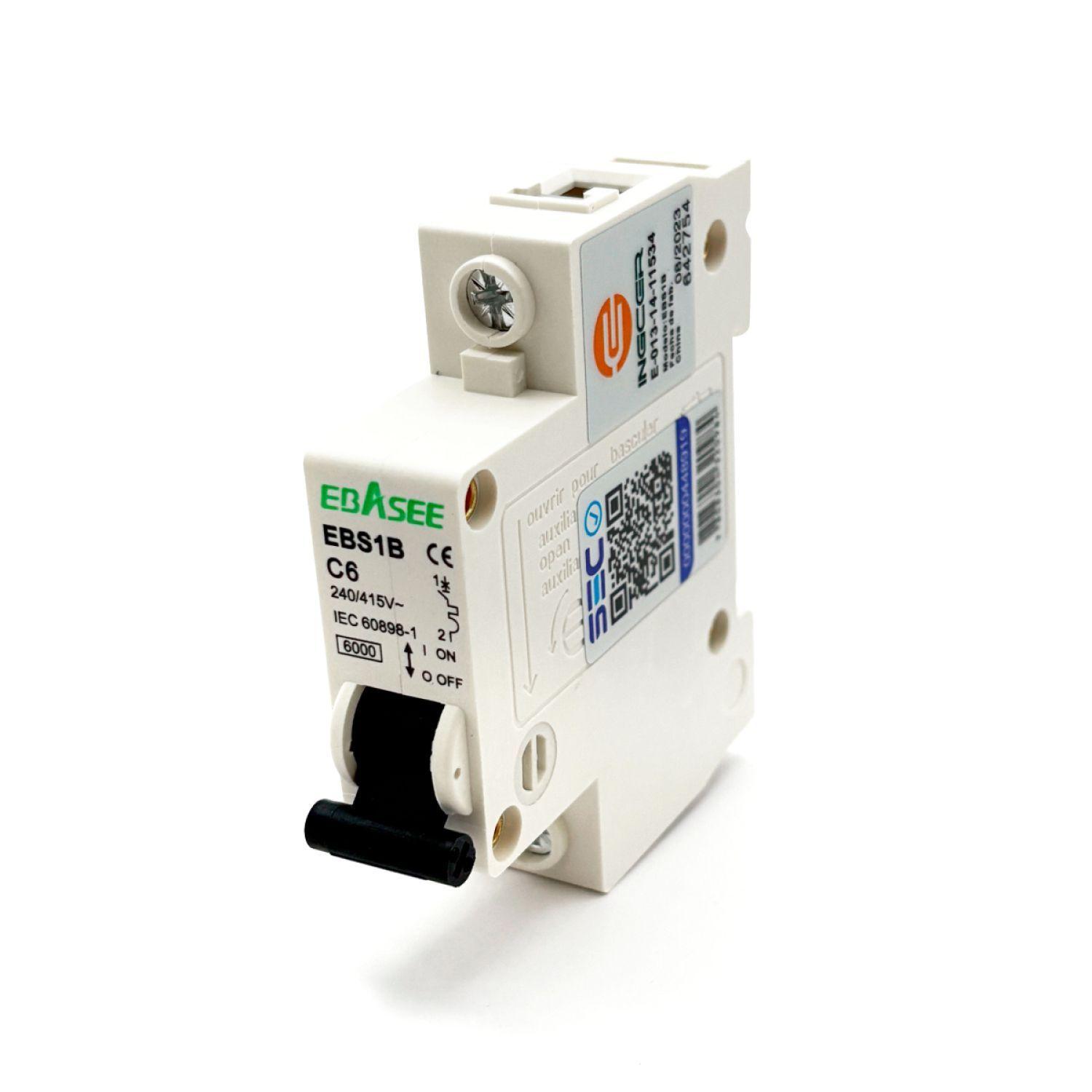 Interruptor Automático Ebasee 1x 6a Curva C 6ka Certificado.-0