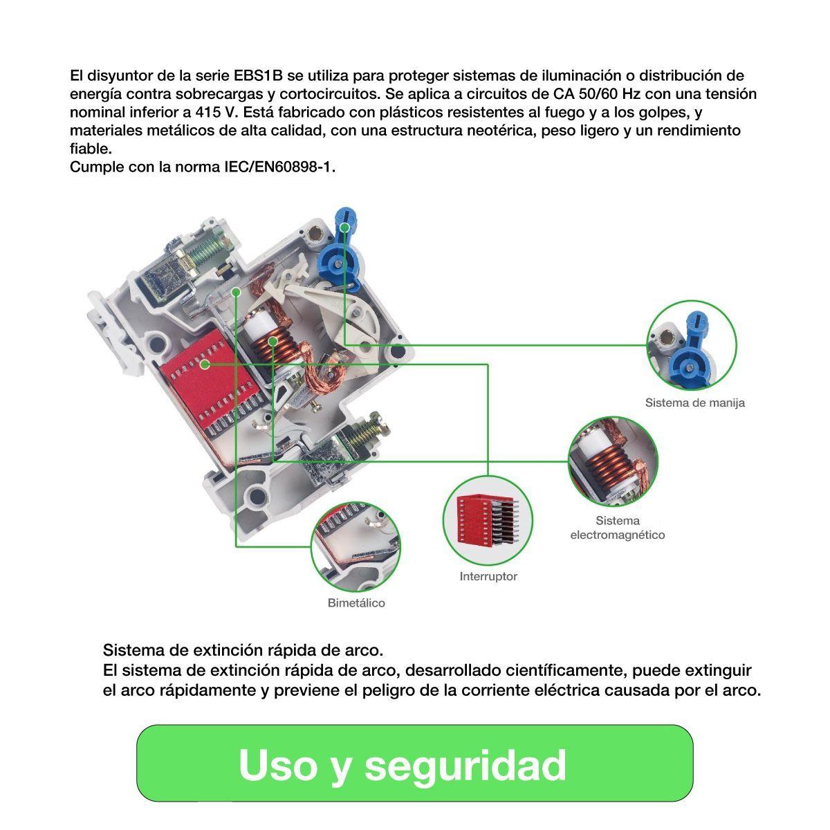 Interruptor Automático Ebasee 1x 6a Curva C 6ka Certificado.-4