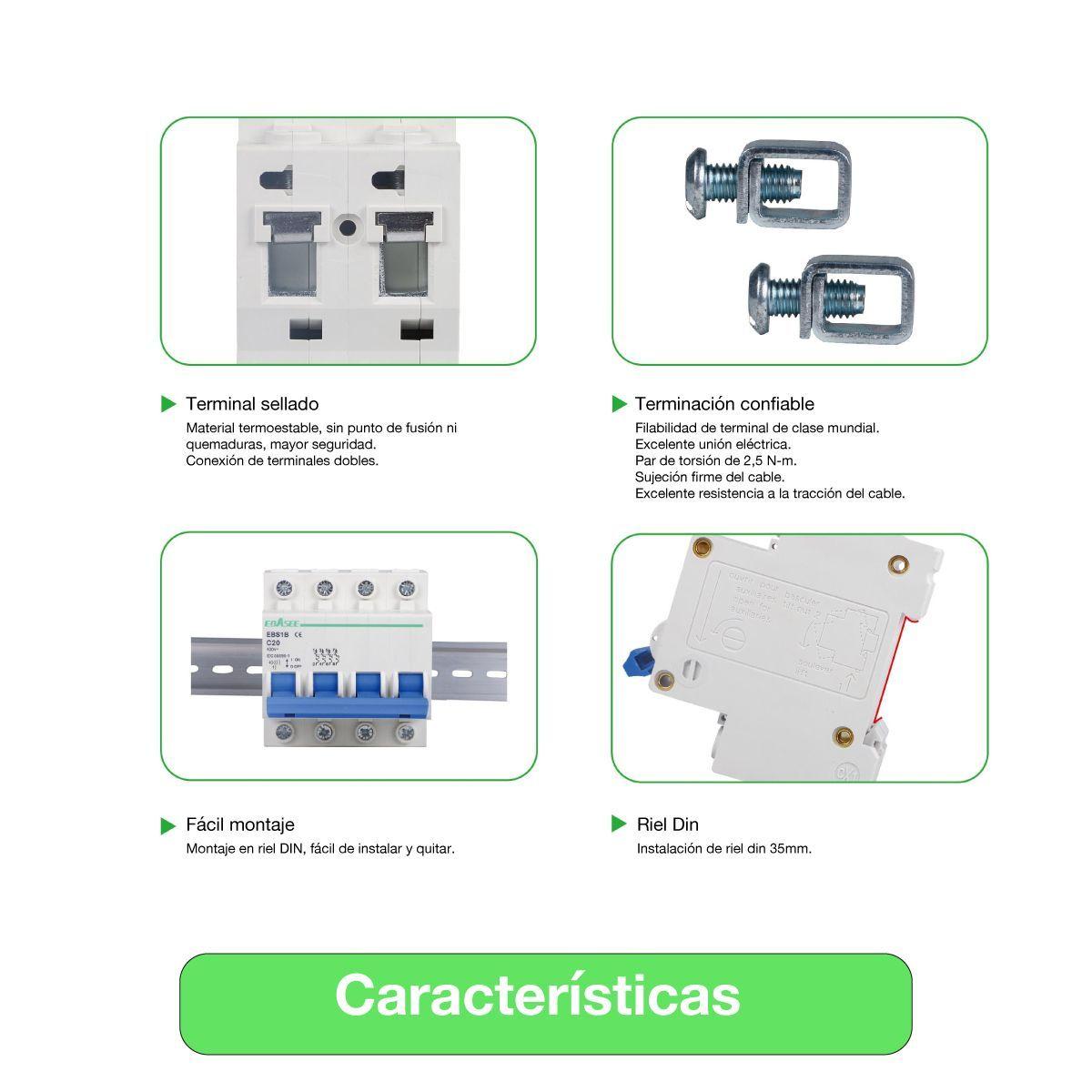 Interruptor Automático Ebasee 1x 6a Curva C 6ka Certificado.-5