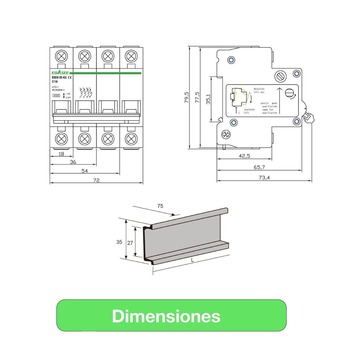 Interruptor Automático Ebasee 1x 6a Curva C 6ka Certificado.-6