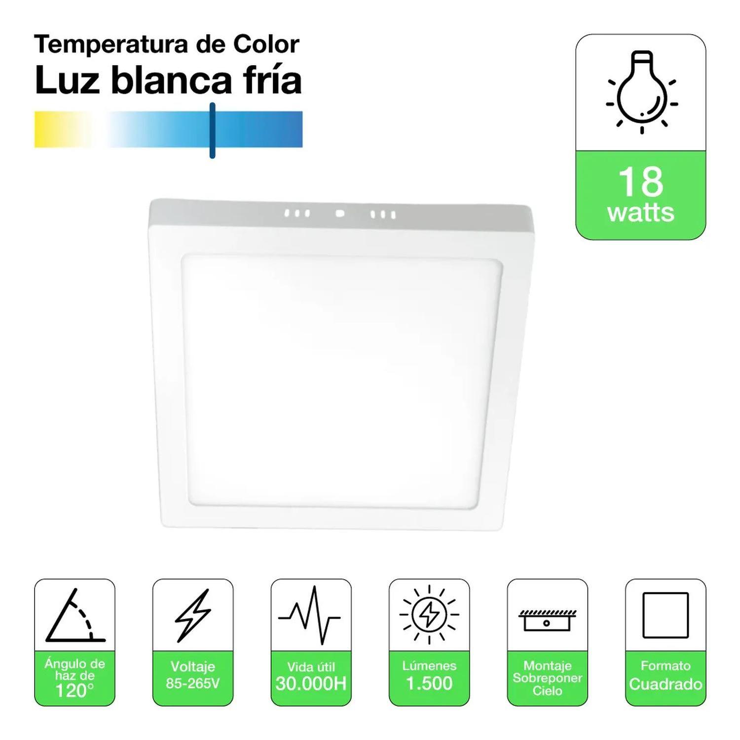 Pack 4 Panel Led Foco Plafón Backlite Sob Cuadrado 18w 6500k Blanco-1