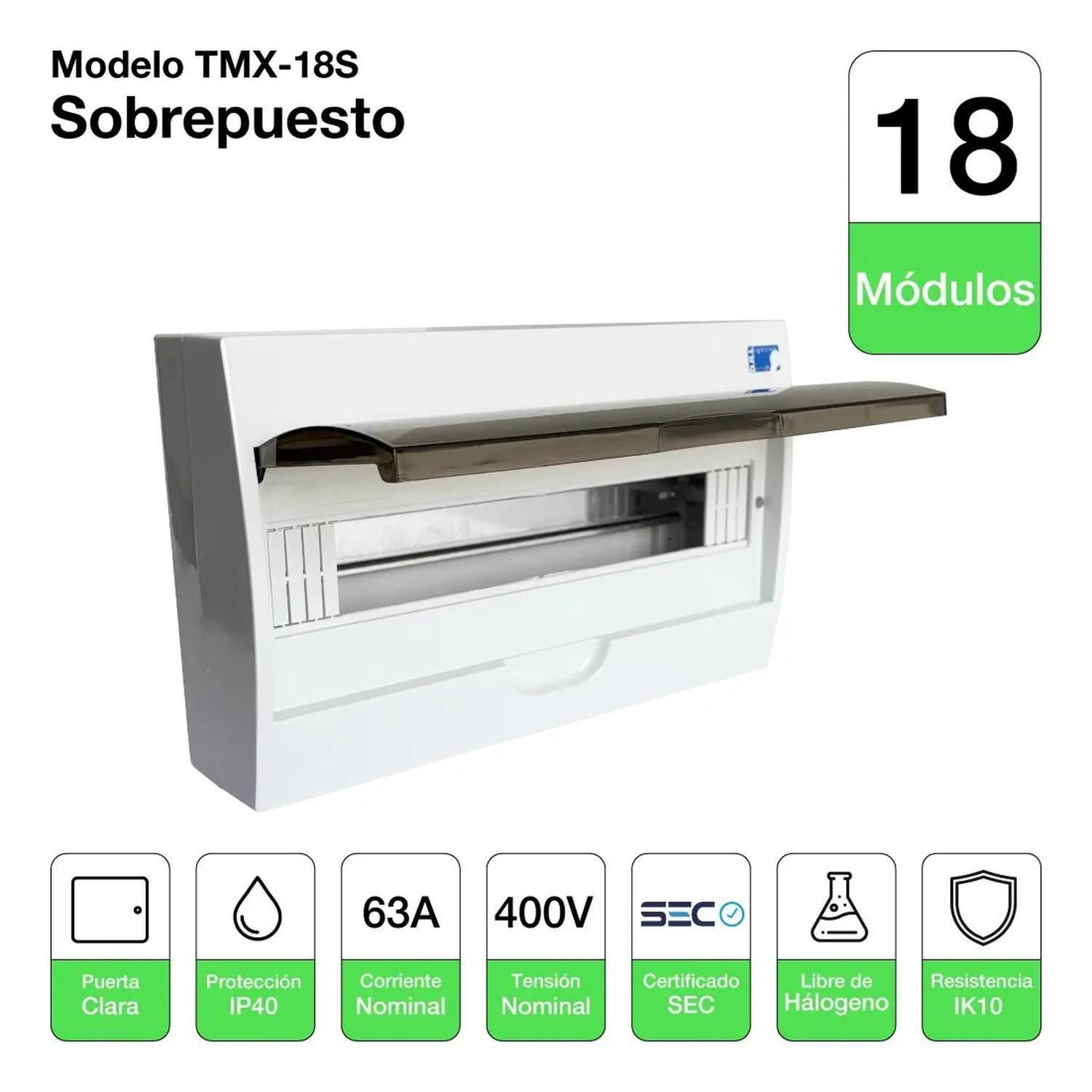 Tablero Eléctrico Sobreponer Drl 18 Modulos Tapa Clara Sec-1