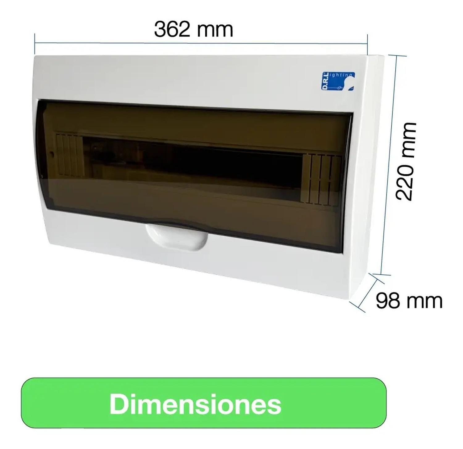 Tablero Eléctrico Sobreponer Drl 18 Modulos Tapa Clara Sec-5