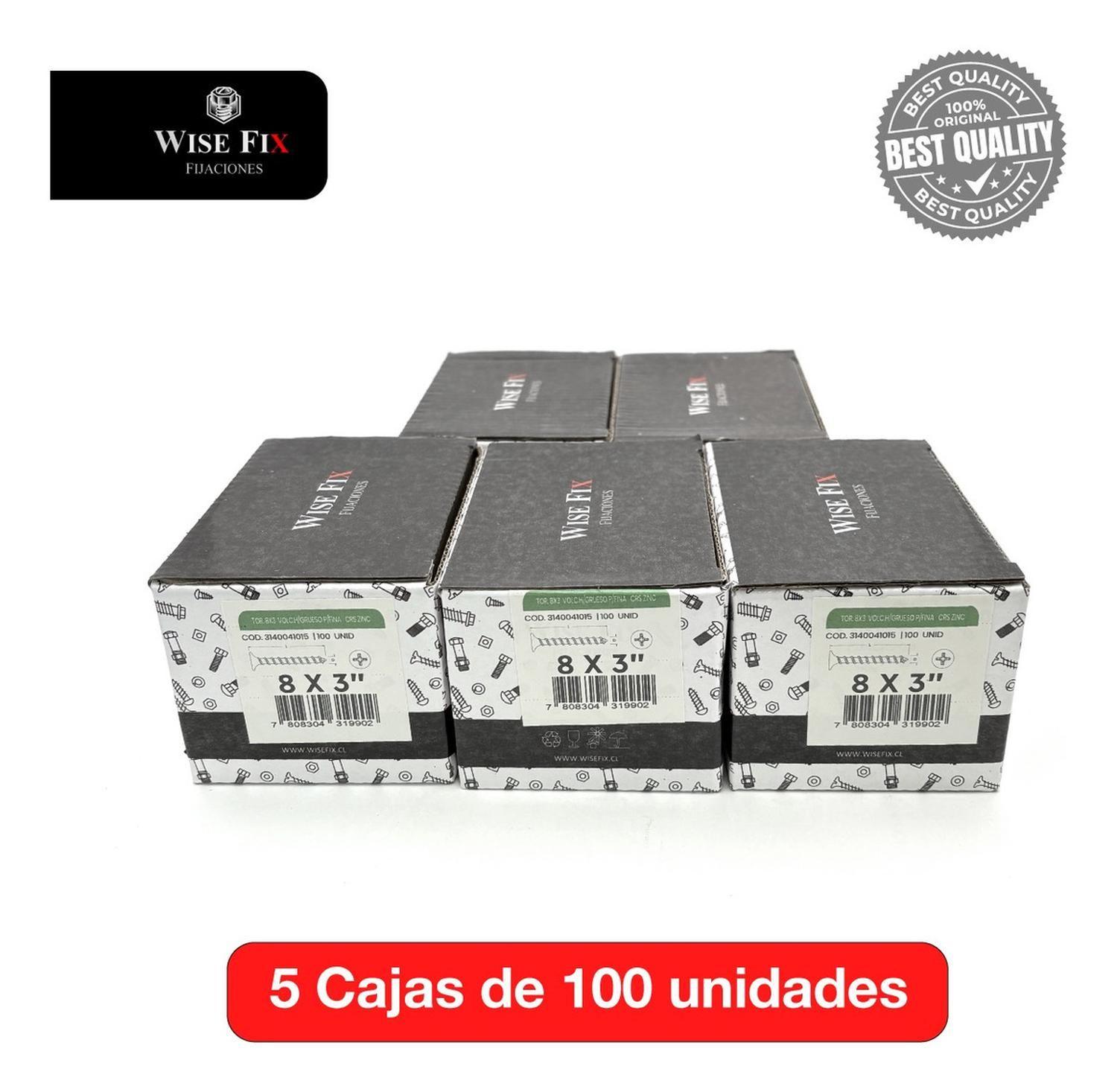 5 Cajas Tornillo Volcanita Wisefix P/fina Zincado 8x3 500u-2