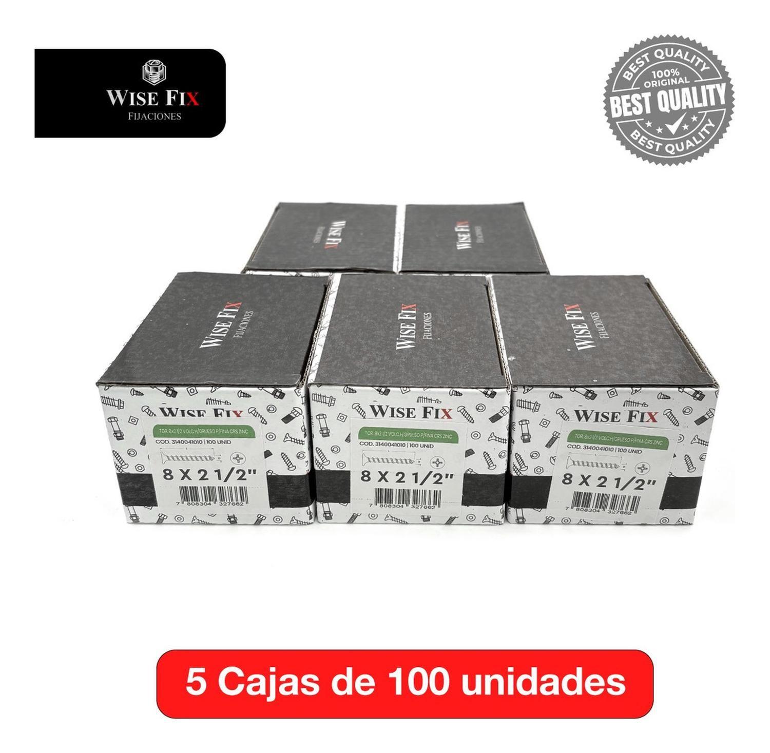 5 Caja Tornillo Volcanit Wisefix P/fina Zincado 8x2 1/2 500u-2
