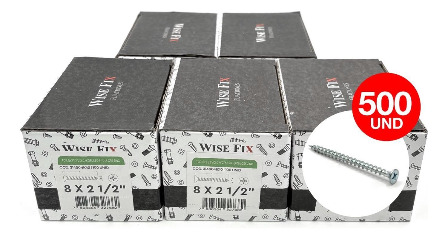 5 Caja Tornillo Volcanit Wisefix P/fina Zincado 8x2 1/2 500u-3