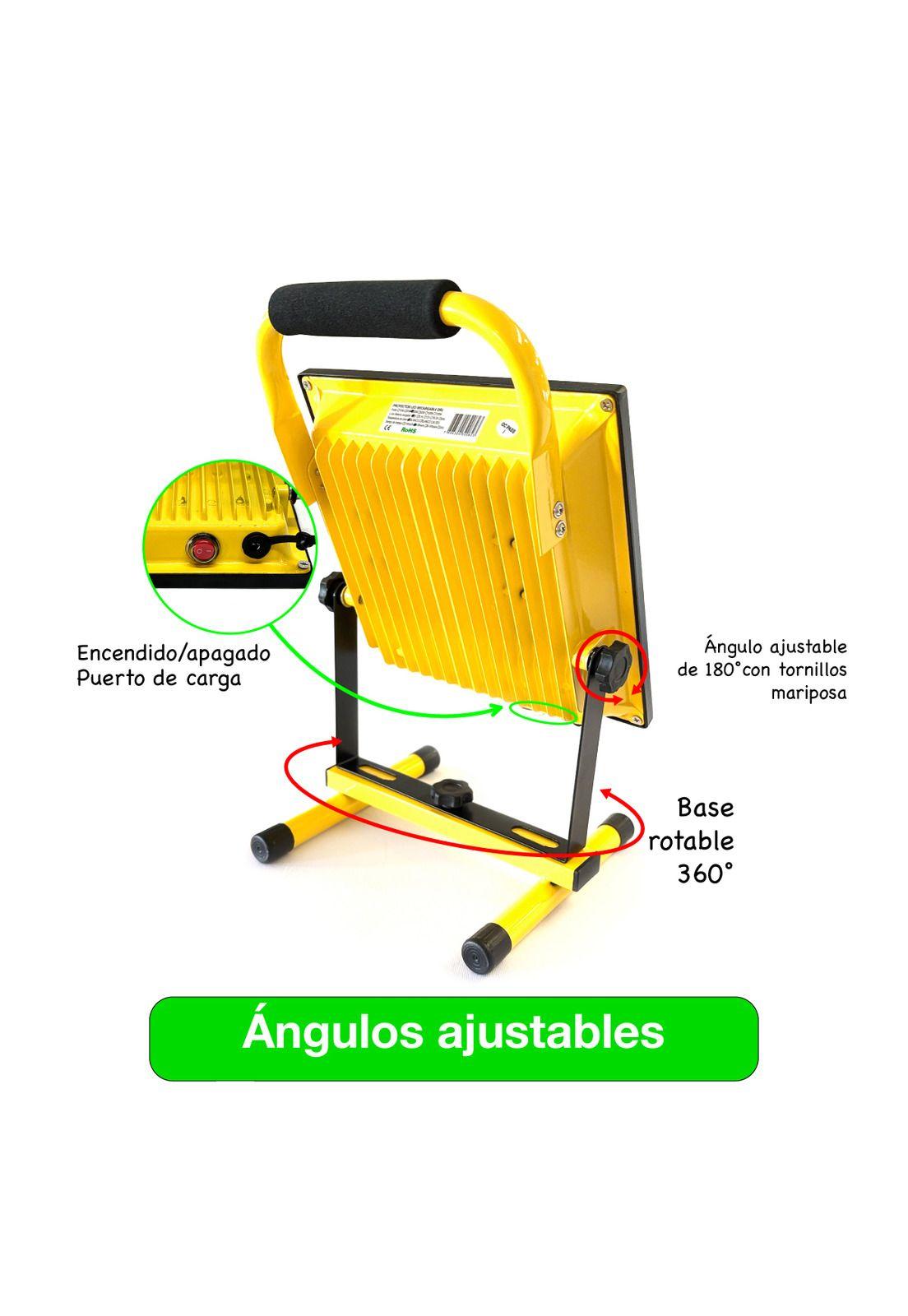 Foco Reflector Portátil Recargable Led 30w Luz Blanca 4hrs Amarillo Blanco Frío-3