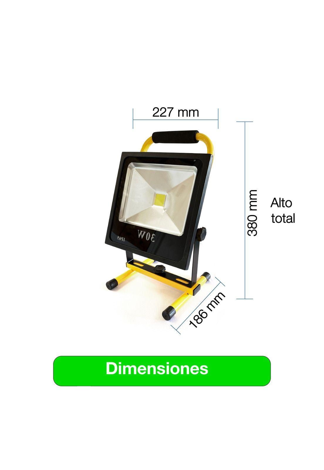 Foco Reflector Portátil Recargable Led 30w Luz Blanca 4hrs Amarillo Blanco Frío-5