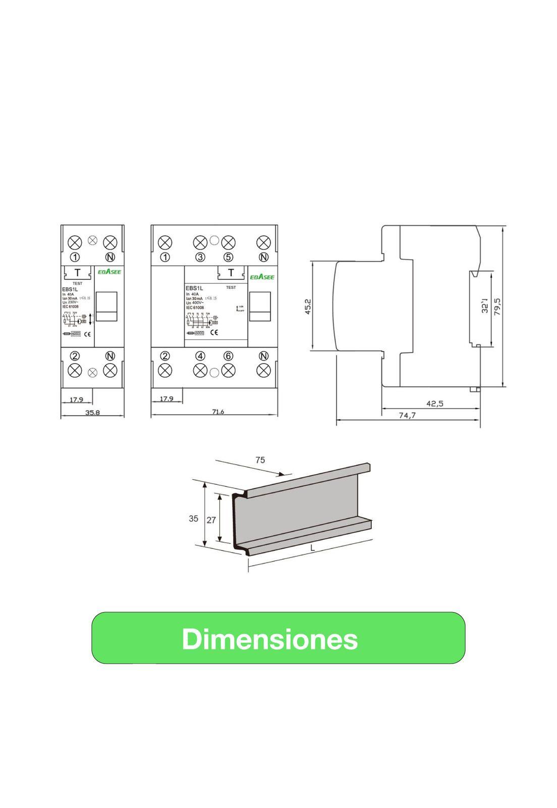 Pack 10 Interruptor Diferencial Ebasee 2x 25a C 30ma Sec-6