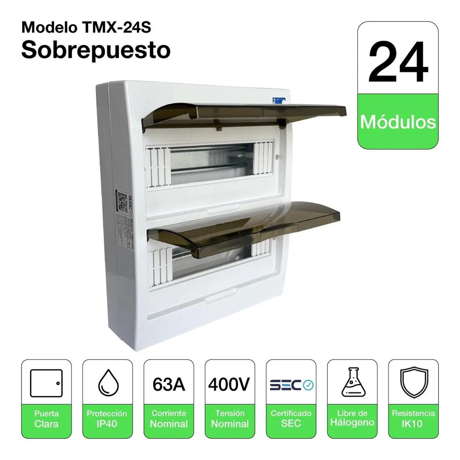 Tablero Eléctrico Sobreponer Drl 24 Modulos Tapa Clara Sec-1