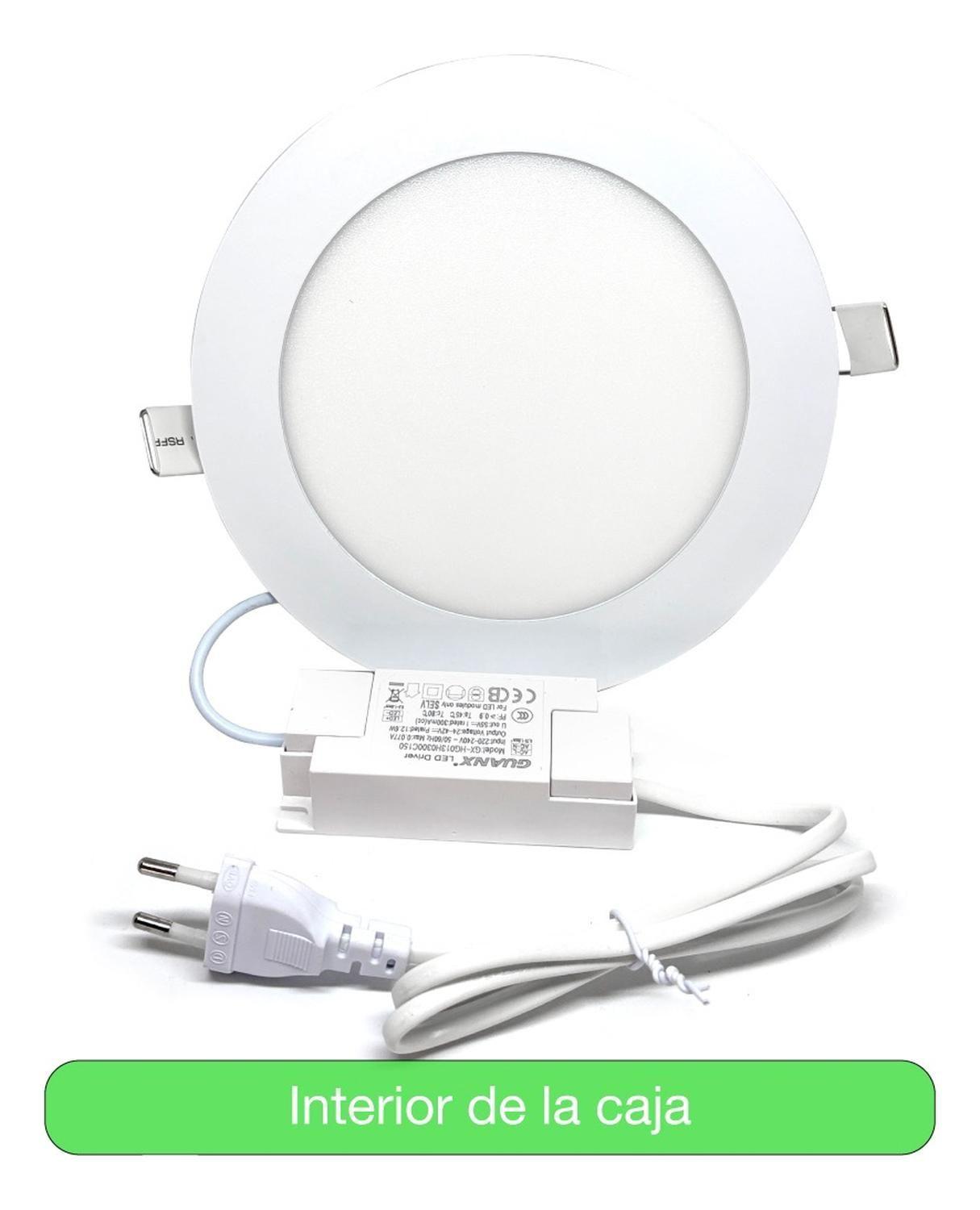 Panel Led Foco Empotrado Redondo 12w Profesional C/enchufe Blanco-4