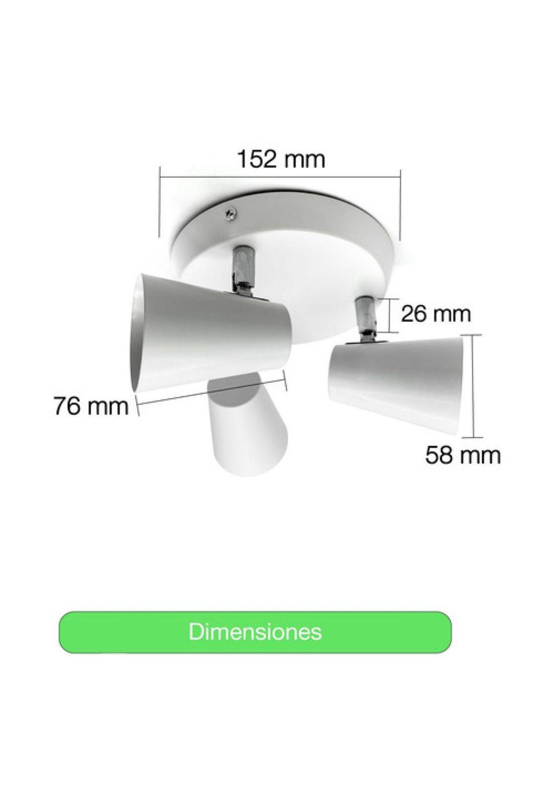 Foco Apliqué Led 3x4w Luz Calida Blanco Metal (con Gu10) Blanco-6