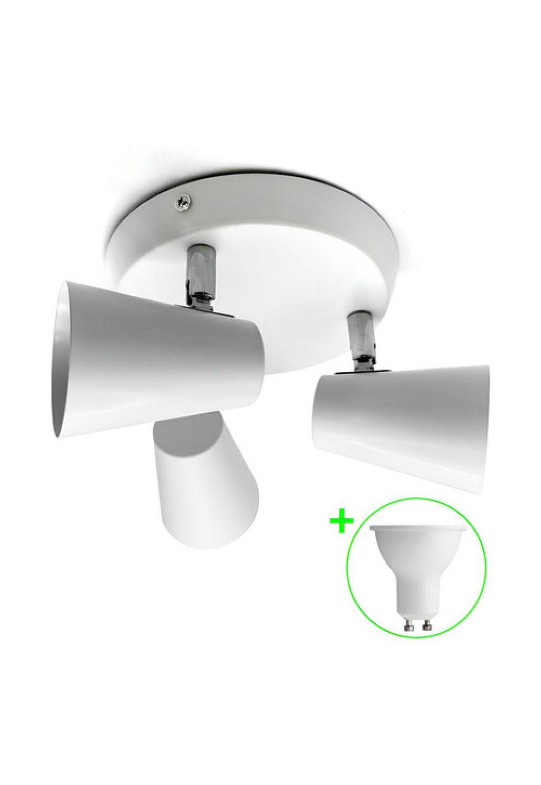 Foco Apliqué Led 3x4w Luz Calida Blanco Metal (con Gu10) Blanco-7