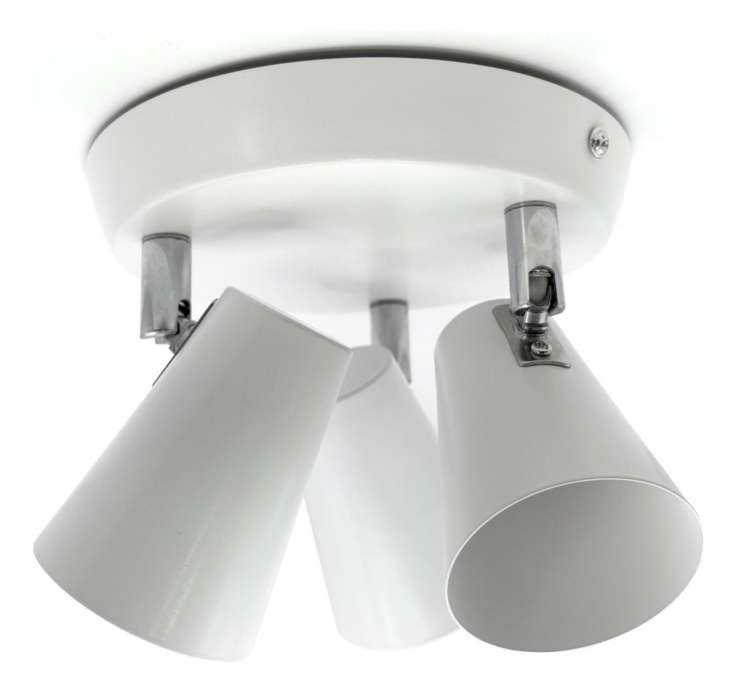 Foco Apliqué Led 3x4w Luz Calida Blanco Metal (con Gu10) Blanco-2