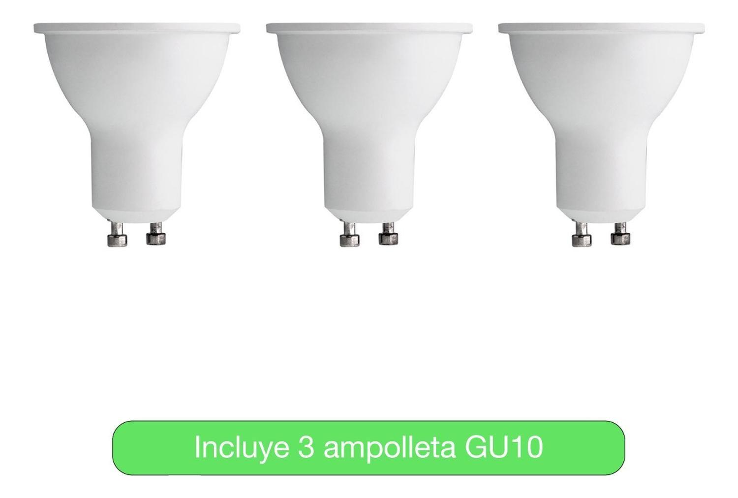 Foco Apliqué Led 3x4w Luz Calida Blanco Metal (con Gu10) Blanco-5