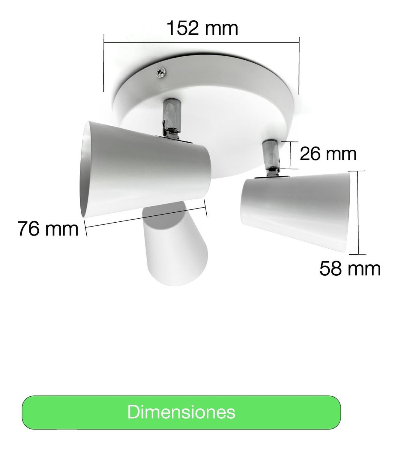Foco Apliqué Led 3x4w Luz Calida Blanco Metal (con Gu10) Blanco-6