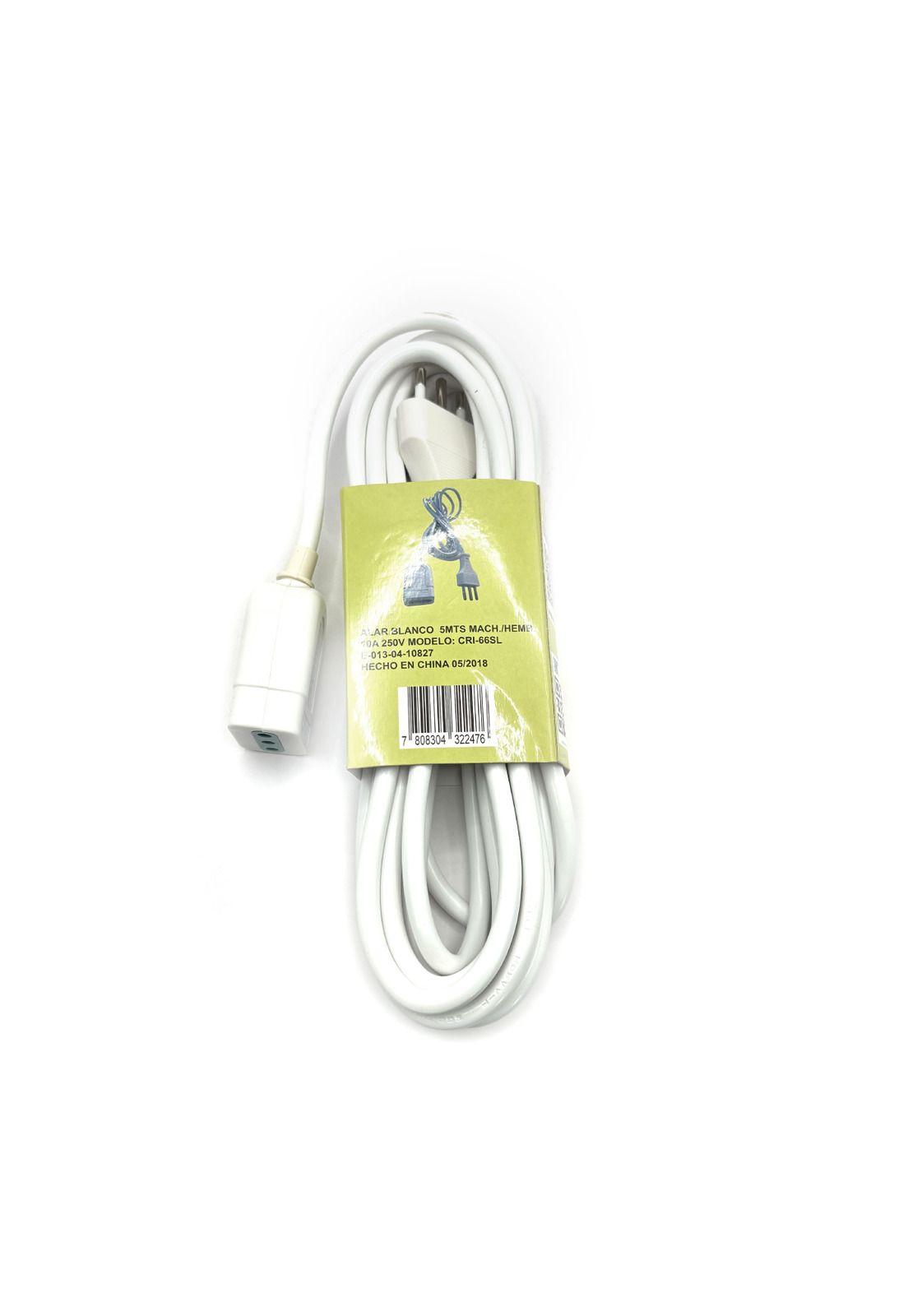 Alargador Extension 5m 10a Macho/hembra 250v Certificado Blanco-2